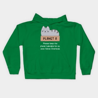 Gray Cat - Habitable Planet (Forest Green) Kids Hoodie